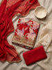 Floral Embroidered Natural Crepe Unstitched Suit Set with Dupatta